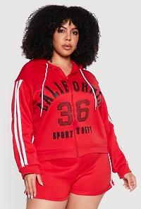 Plus California 36 Sports Dept Zip Front Hoodie