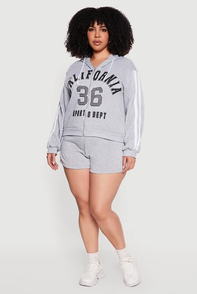 Plus Varsity Stripe Detail Fleece Sweatshorts