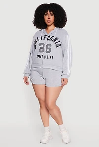 Plus Varsity Stripe Detail Fleece Sweatshorts