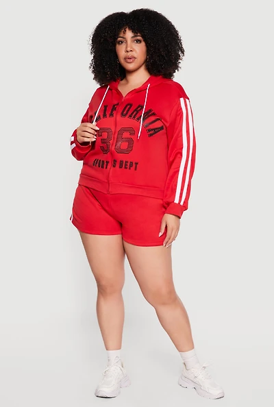 Plus Varsity Stripe Detail Fleece Sweatshorts