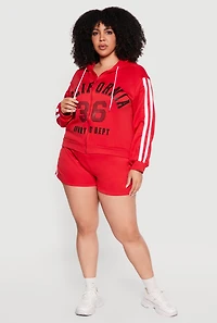 Plus Varsity Stripe Detail Fleece Sweatshorts