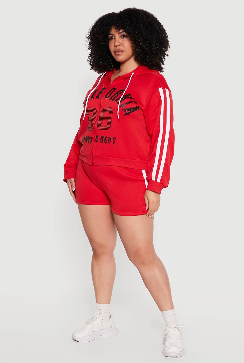 Plus Varsity Stripe Detail Fleece Sweatshorts