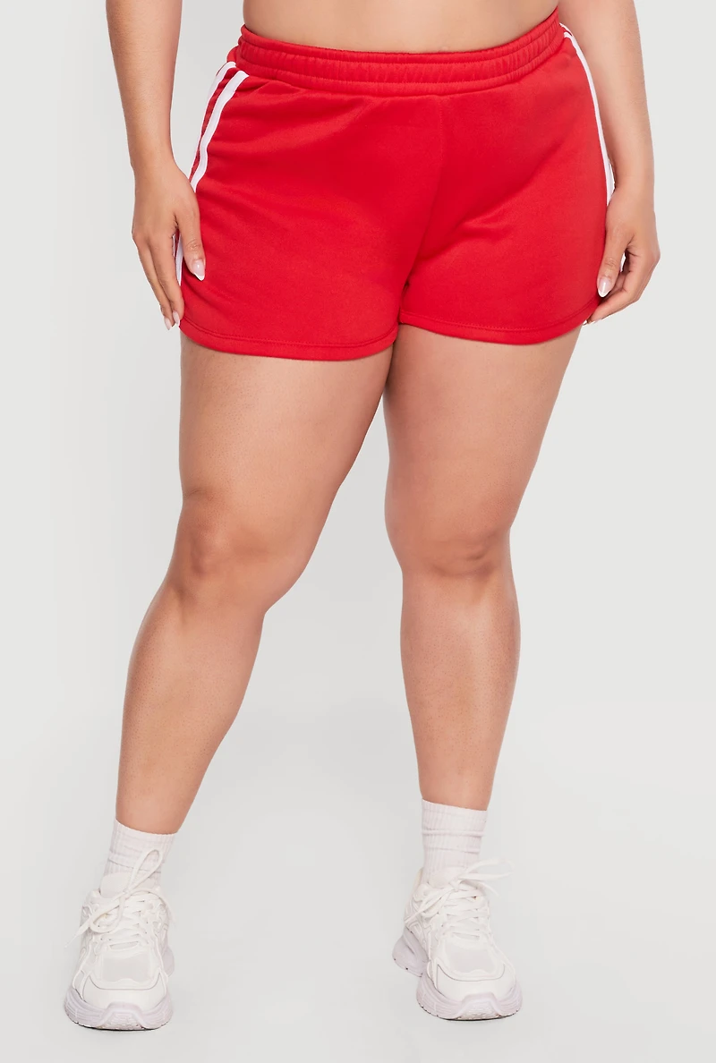Plus Varsity Stripe Detail Fleece Sweatshorts