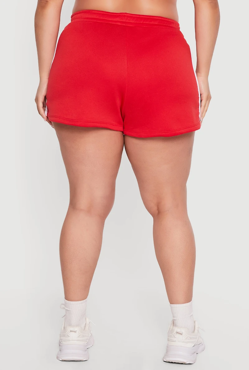 Plus Varsity Stripe Detail Fleece Sweatshorts