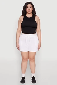 Womens Plus Size Drawstring Sweatshorts, White, Size 1X