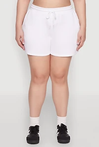 Womens Plus Size Drawstring Sweatshorts, White, Size 1X