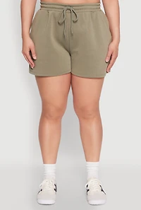 Womens Plus Drawstring Sweatshorts, Green,