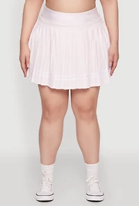 Womens Plus Size Varsity Stripe Pleated Tennis Skirt, Pink, Size 3X