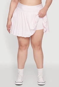 Womens Plus Size Varsity Stripe Pleated Tennis Skirt, Pink, Size 3X