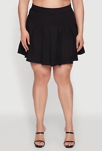 Womens Plus Size Chic High Waisted Mini Pleated Skirt, Black, Size 2X