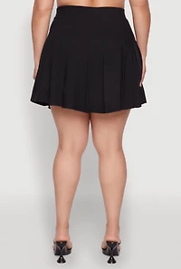 Womens Plus Size Chic High Waisted Mini Pleated Skirt, Black, Size 2X
