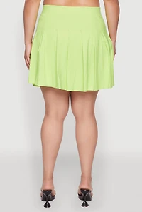 Womens Plus Size Chic High Waisted Mini Pleated Skirt, Green, Size 2X