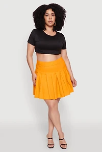 Womens Plus Size Chic High Waisted Mini Pleated Skirt, Yellow, Size 3X