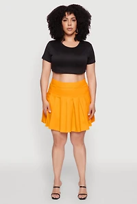 Womens Plus Size Chic High Waisted Mini Pleated Skirt, Yellow, Size 3X
