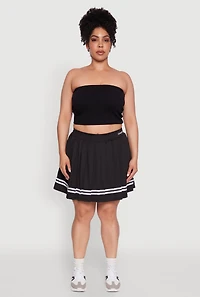 Womens Plus Trendy High Waisted Graphic Pleated Varsity Stripe Skirt, 1X