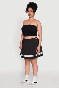 Womens Plus Trendy High Waisted Graphic Pleated Varsity Stripe Skirt, 1X