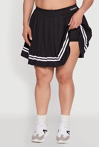 Womens Plus Trendy High Waisted Graphic Pleated Varsity Stripe Skirt, 1X