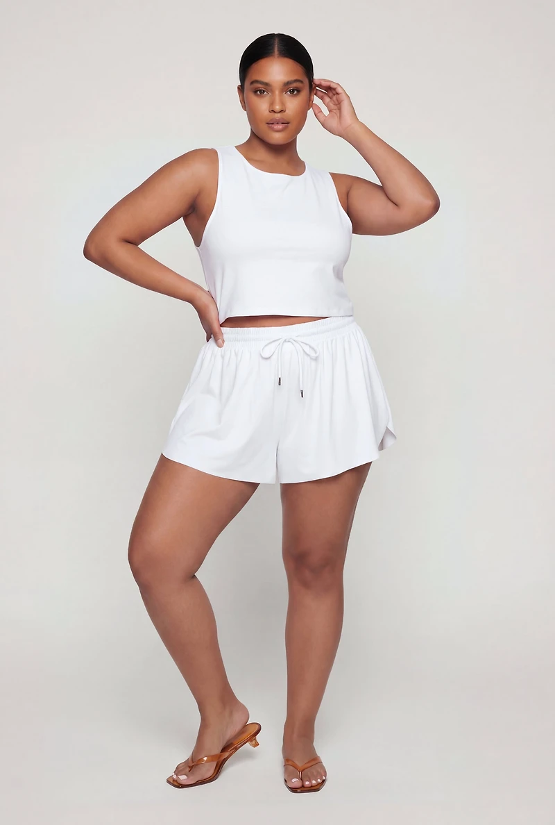 Plus Crop Tank Top with Shelf Bra