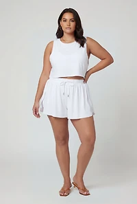 Plus Drawstring Waist Lined Dolphin Shorts