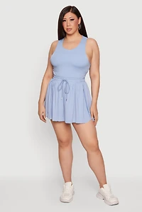 Plus Drawstring Waist Lined Dolphin Shorts