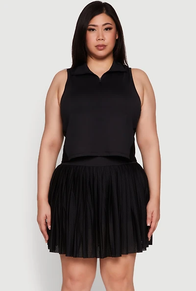 Womens Plus Size Active Racerback Jersey Mesh Back Polo Shirt, Black, Size 1X