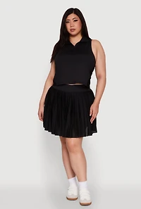 Womens Plus Size Active Racerback Jersey Mesh Back Polo Shirt, Black, Size 1X