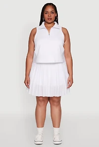 Womens Plus Size Active Racerback Jersey Mesh Back Polo Shirt, White, Size 1X