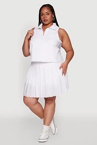 Womens Plus Size Active Racerback Jersey Mesh Back Polo Shirt, White, Size 1X
