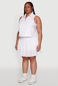 Womens Plus Size Active Racerback Jersey Mesh Back Polo Shirt, White, Size 1X