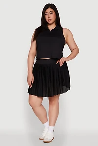Womens Plus Trendy Jersey Mesh Pleated Active Skort,