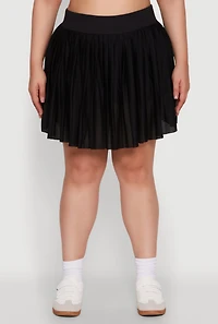 Womens Plus Trendy Jersey Mesh Pleated Active Skort,