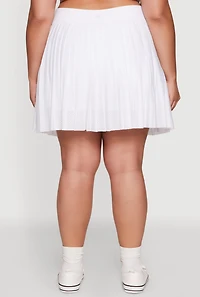 Womens Plus Size Trendy Jersey Mesh Pleated Active Skort, White, Size 2X