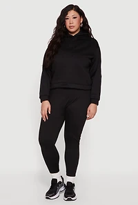 Plus Drawstring Hooded Pullover Sweatshirt
