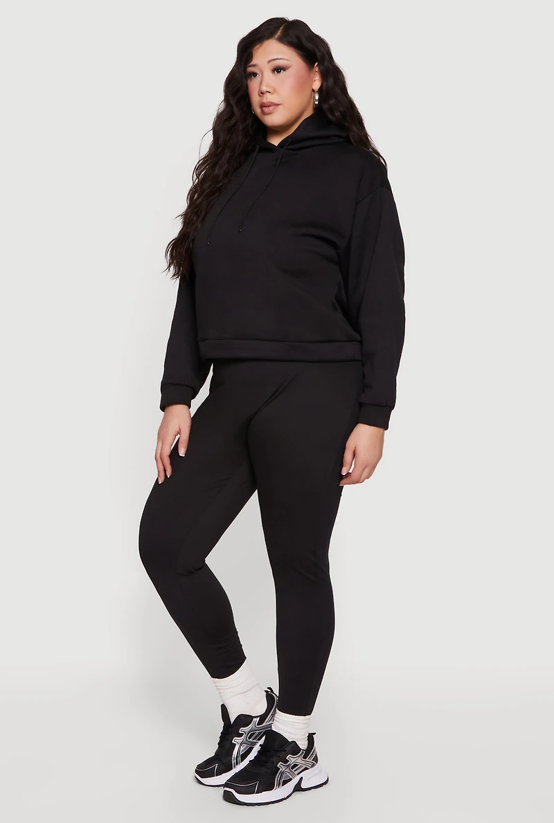 Plus Drawstring Hooded Pullover Sweatshirt