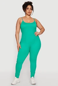 Plus Scoop Neck Spaghetti Strap Catsuit