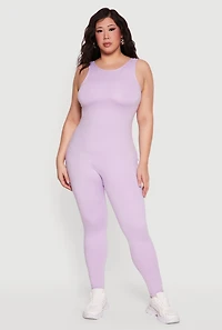 Plus Sleeveless Crew Neck Catsuit