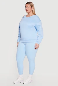 Plus Raw Edge Boat Neck Sweatshirt