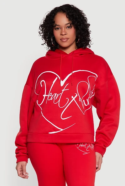 Plus Heart Throb Graphic Hooded Sweatshirt