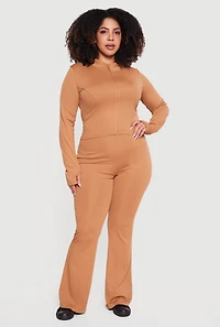 Plus Zip Front Mock Neck Active Jacket with Thumb Holes