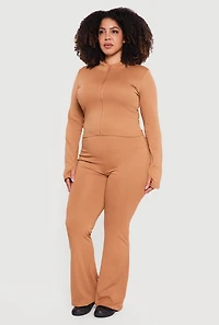 Plus Zip Front Mock Neck Active Jacket with Thumb Holes