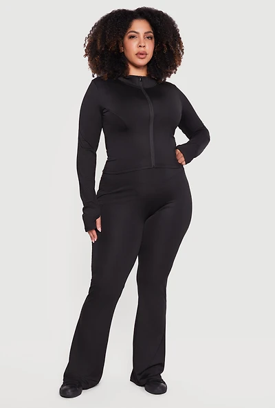 Plus High Waisted Flare Leg Active Pants