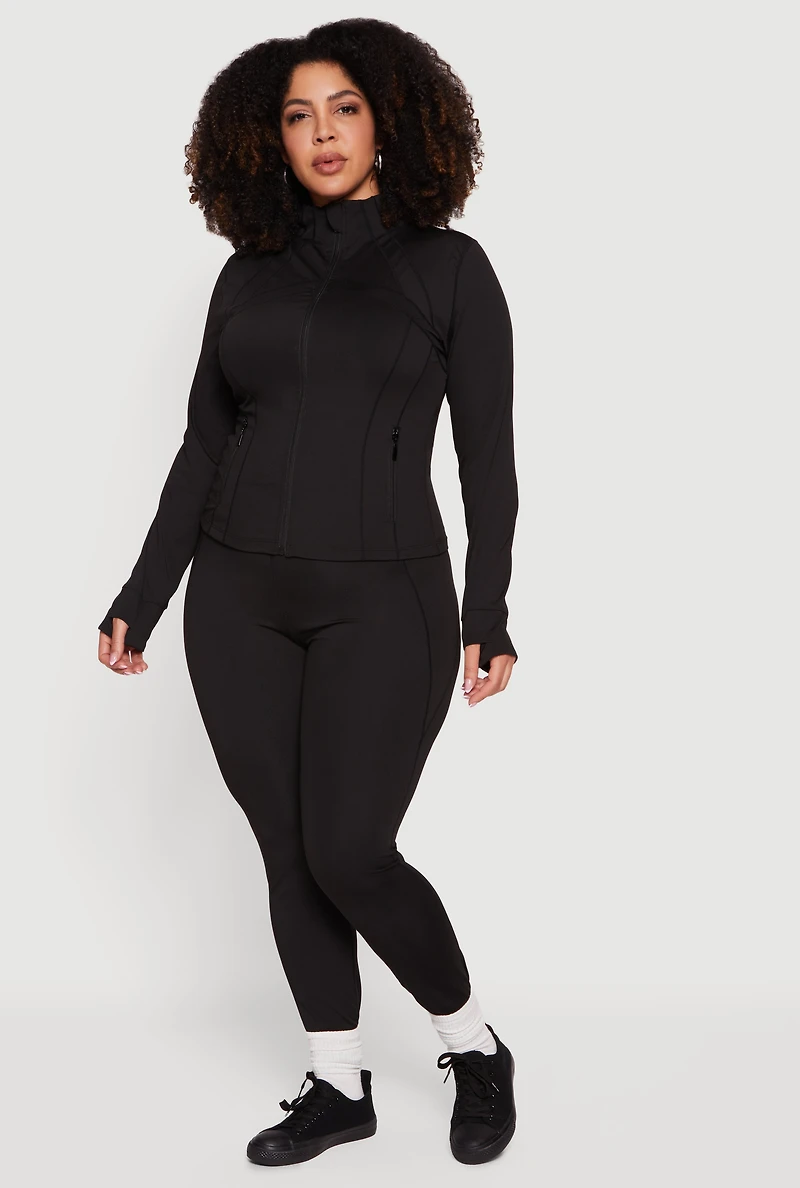 Plus Solid High Waisted Leggings