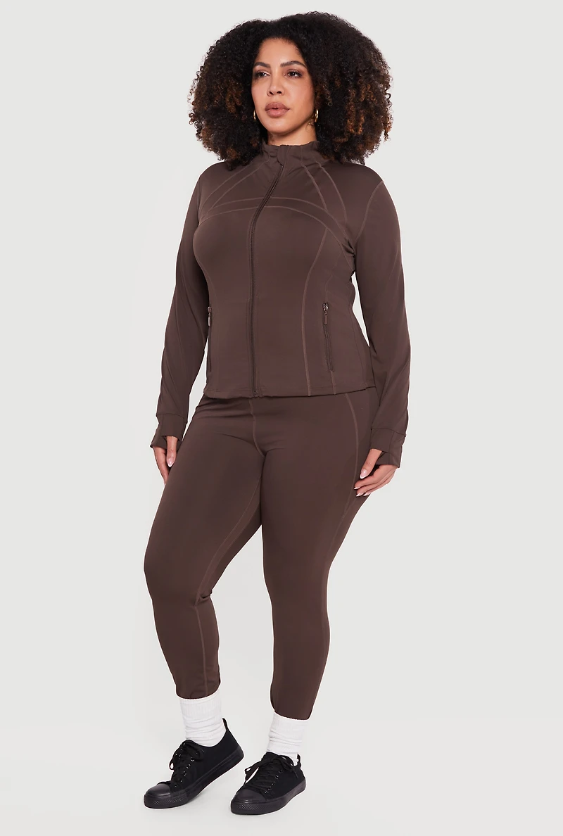 Plus Solid High Waisted Leggings