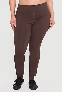 Plus Solid High Waisted Leggings