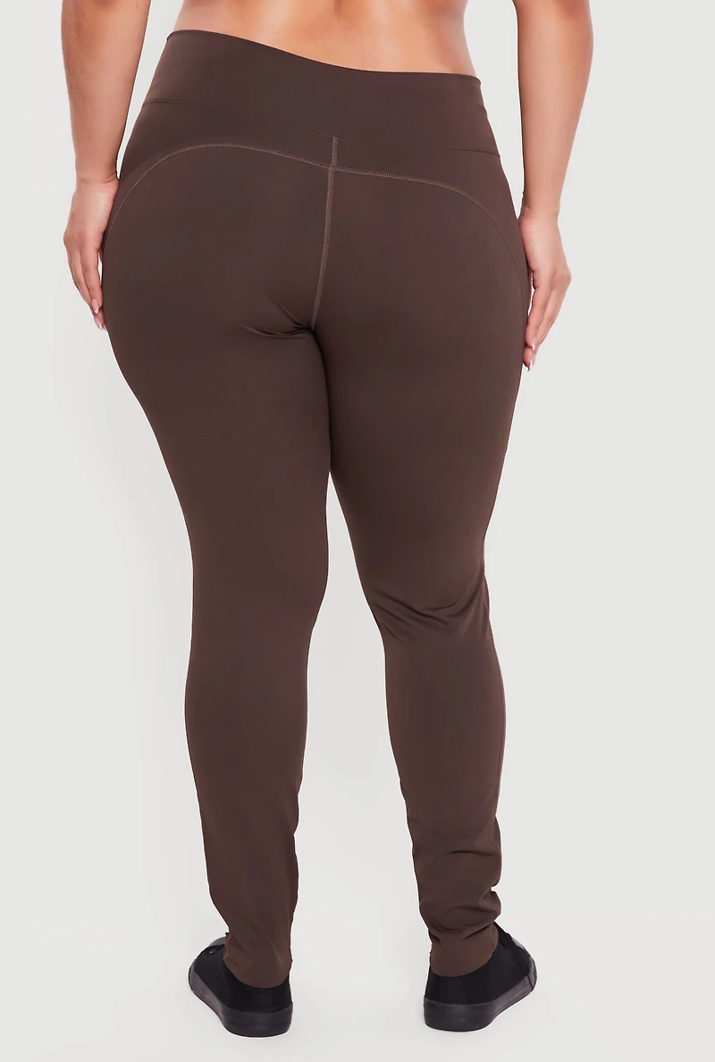 Plus Solid High Waisted Leggings