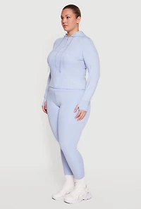 Plus Solid Hooded Active Jacket with Thumbholes