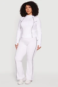 Plus Contrast Piping Active Pants