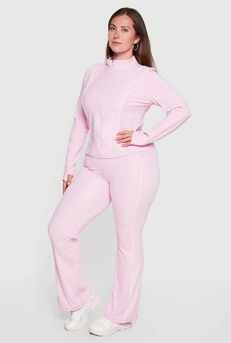 Plus Contrast Piping Active Pants