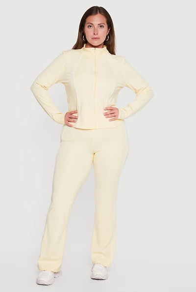 Plus Contrast Piping Active Pants