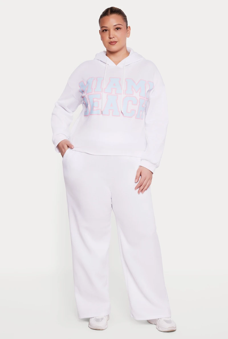 Plus High Waisted Wide Pull On Sweatpants